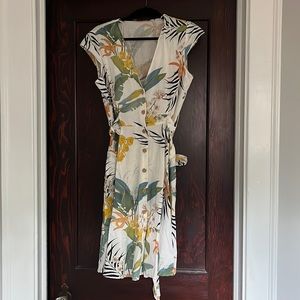 Zara basic linen blend tropical dress